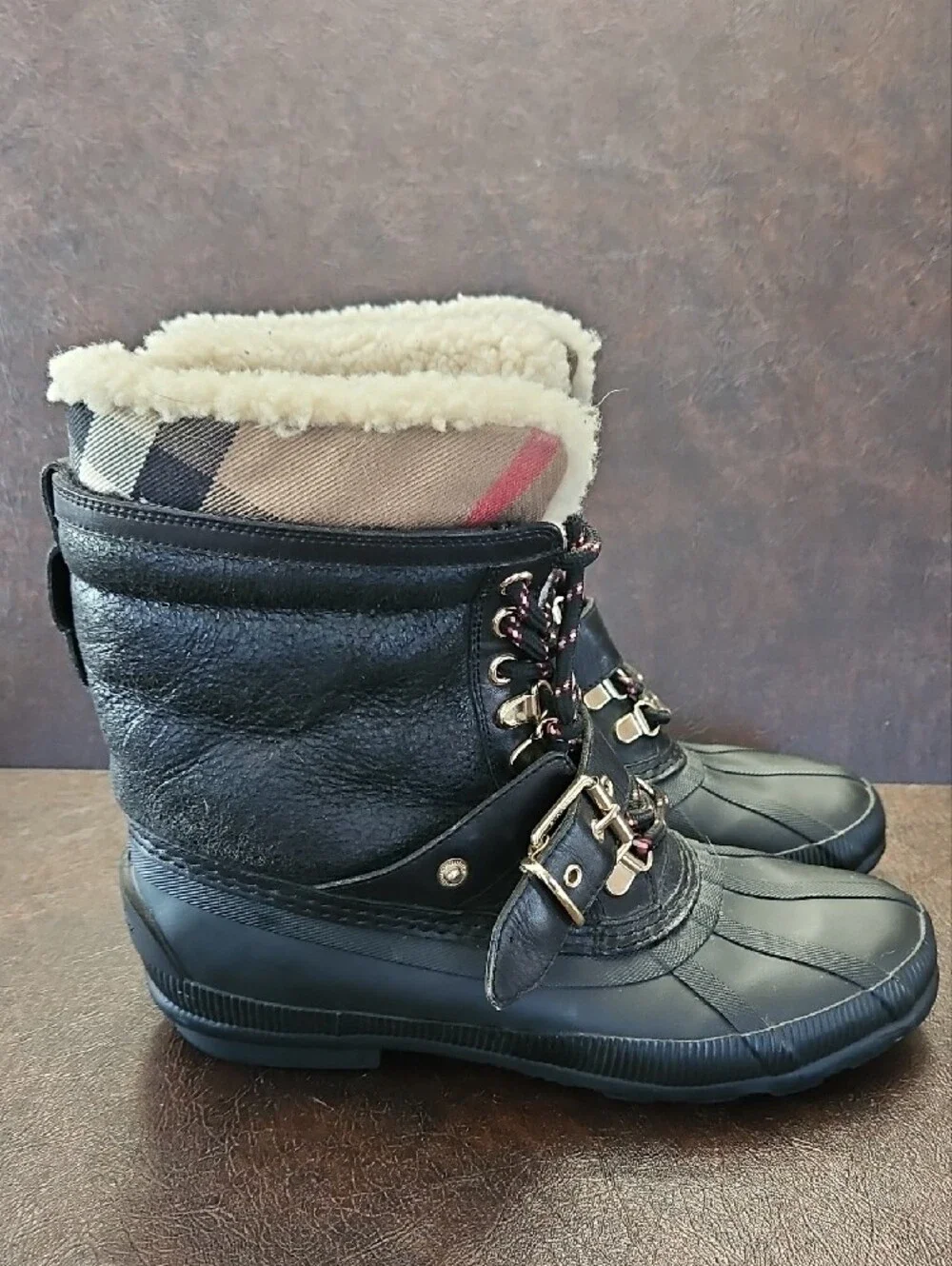 Burberry Black Sherpa-Lined Winter Duck Boots